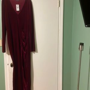 1X Wine Velvet dress Long thigh split. Get for your next winter ball.Make offer!